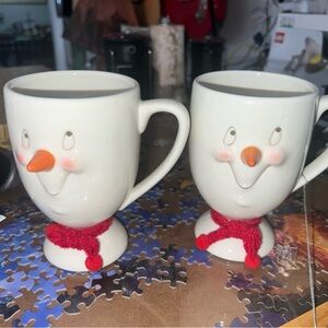 Department 56 Snowman Mugs with Red Scarves Hot Cocoa